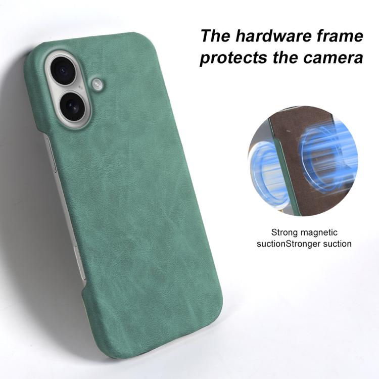 For iPhone 16 Plus Retro-skin Magnetic Vegan Leather Back Phone Case