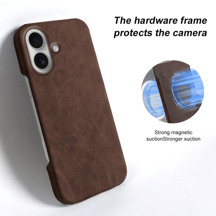 For iPhone 16 Plus Retro-skin Magnetic Vegan Leather Back Phone Case