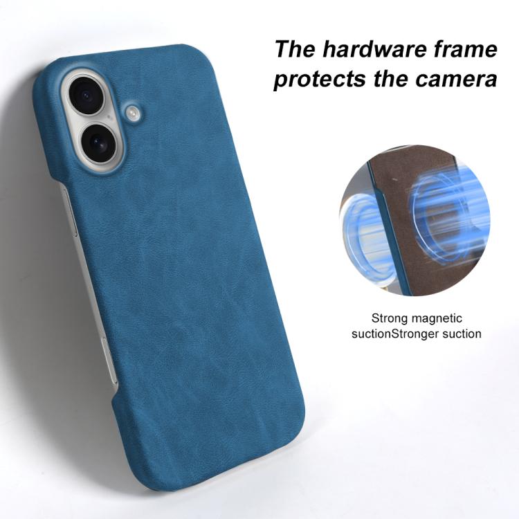 For iPhone 16 Plus Retro-skin Magnetic Vegan Leather Back Phone Case