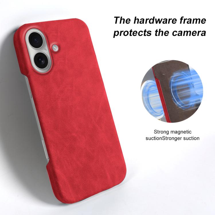 For iPhone 16 Retro-skin Magnetic Vegan Leather Back Phone Case