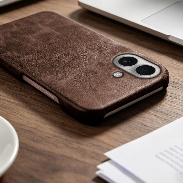For iPhone 16 Retro-skin Magnetic Vegan Leather Back Phone Case