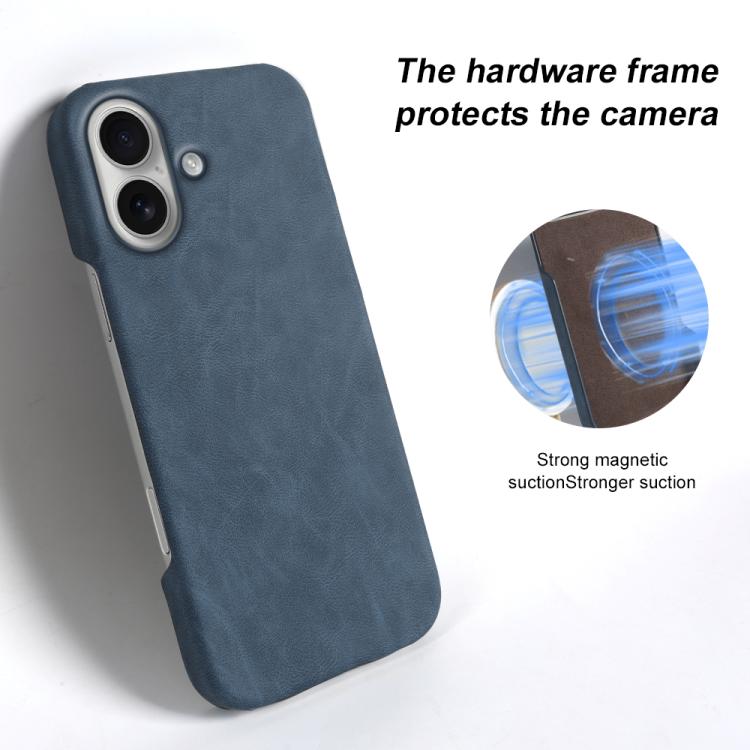For iPhone 16 Retro-skin Magnetic Vegan Leather Back Phone Case