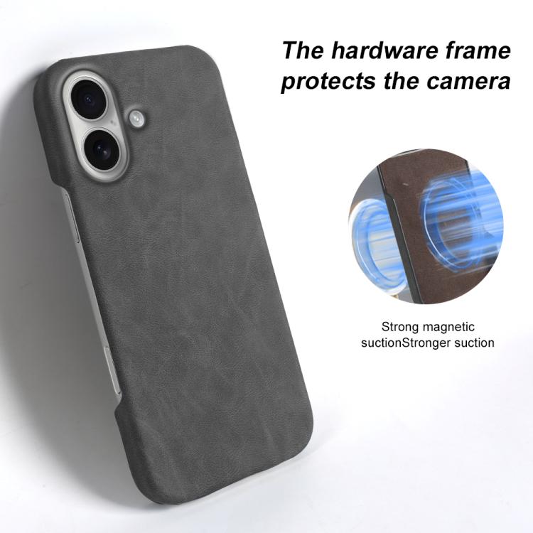 For iPhone 16 Retro-skin Magnetic Vegan Leather Back Phone Case