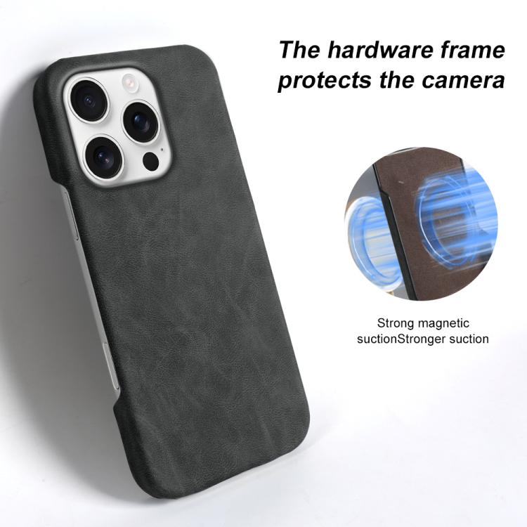 For iPhone 15 Pro Max Retro-skin Magnetic Vegan Leather Back Phone Case