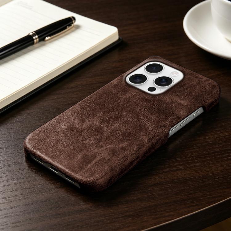 For iPhone 15 Pro Max Retro-skin Magnetic Vegan Leather Back Phone Case