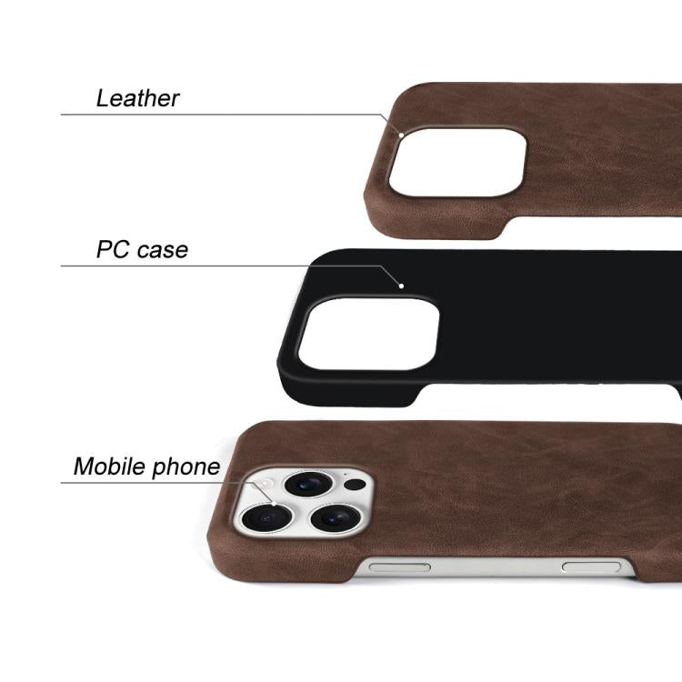 For iPhone 15 Pro Max Retro-skin Magnetic Vegan Leather Back Phone Case