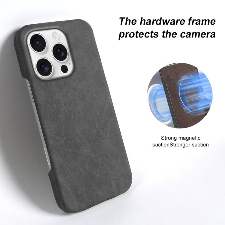 For iPhone 15 Pro Max Retro-skin Magnetic Vegan Leather Back Phone Case