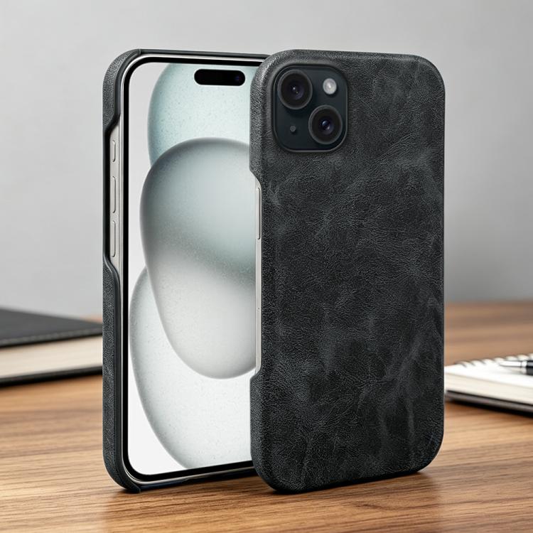 For iPhone 15 Plus Retro-skin Magnetic Vegan Leather Back Phone Case