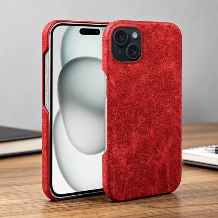 For iPhone 15 Plus Retro-skin Magnetic Vegan Leather Back Phone Case