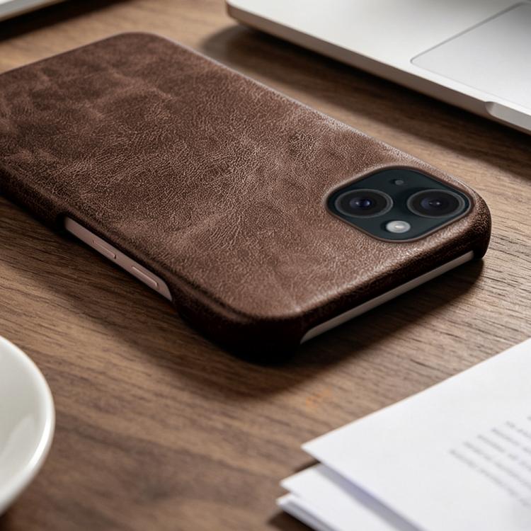 For iPhone 15 Plus Retro-skin Magnetic Vegan Leather Back Phone Case