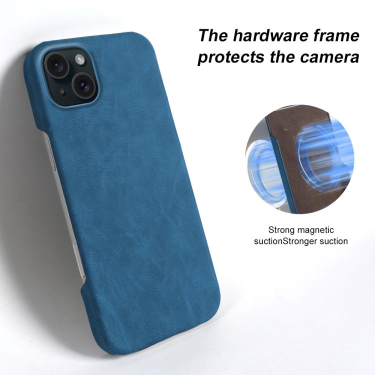 For iPhone 15 Plus Retro-skin Magnetic Vegan Leather Back Phone Case