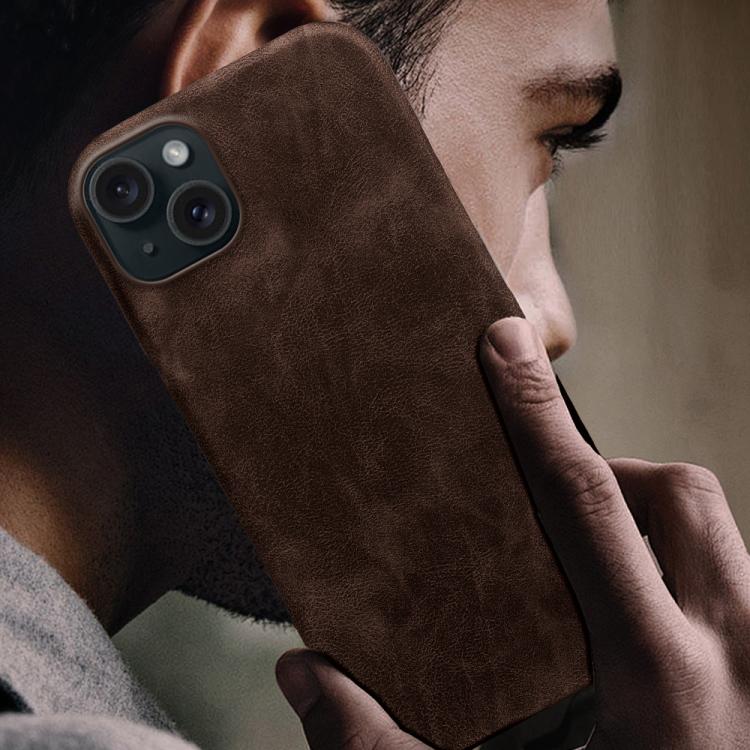 For iPhone 15 Retro-skin Magnetic Vegan Leather Back Phone Case