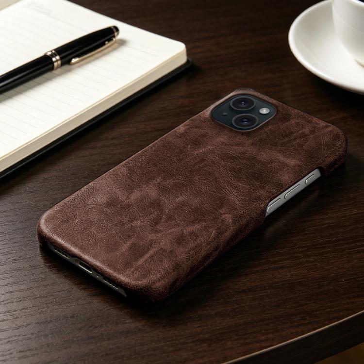 For iPhone 15 Retro-skin Magnetic Vegan Leather Back Phone Case