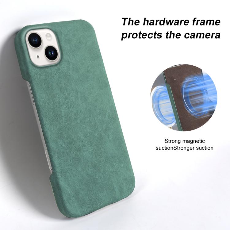 For iPhone 14 Plus Retro-skin Magnetic Vegan Leather Back Phone Case