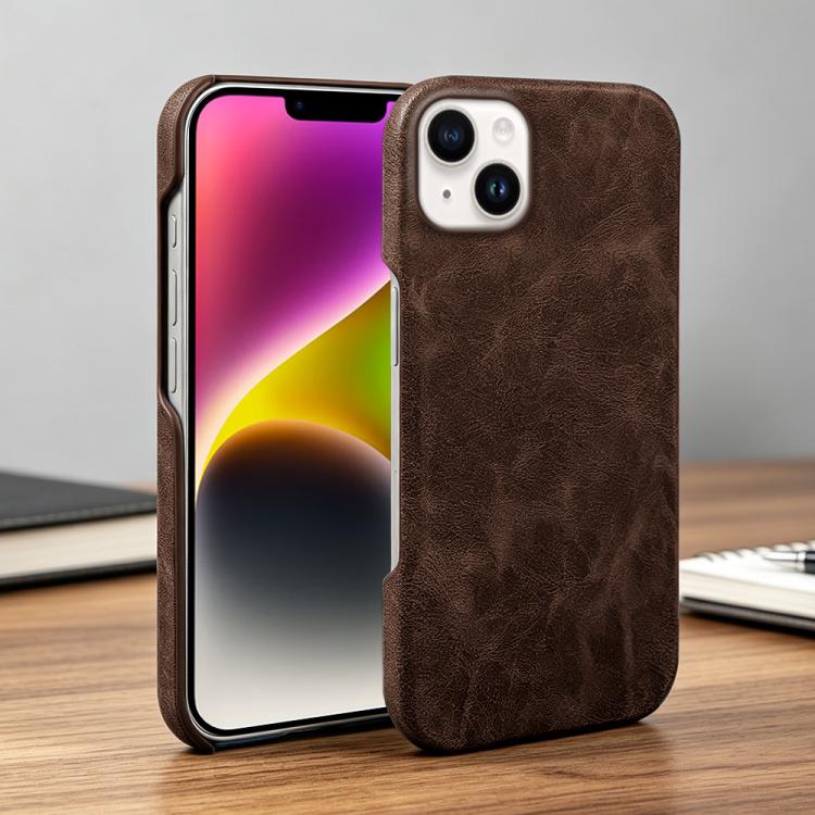 For iPhone 14 Plus Retro-skin Magnetic Vegan Leather Back Phone Case