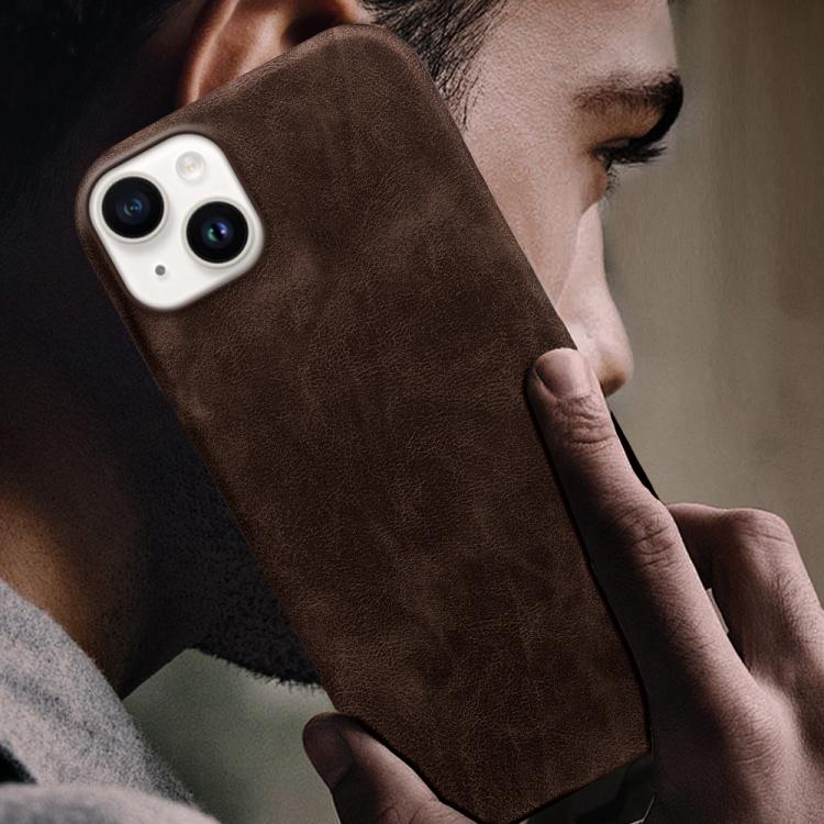 For iPhone 14 Plus Retro-skin Magnetic Vegan Leather Back Phone Case