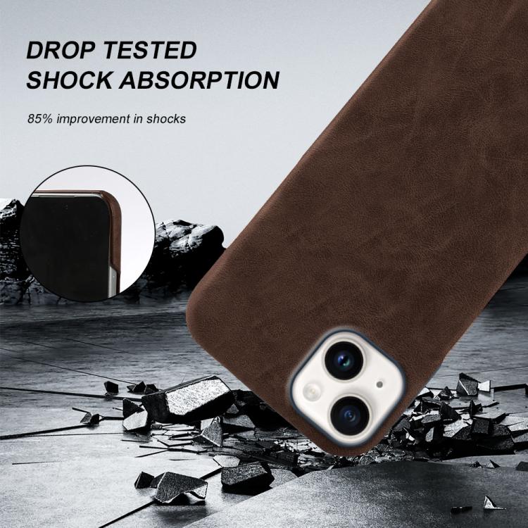 For iPhone 14 Plus Retro-skin Magnetic Vegan Leather Back Phone Case