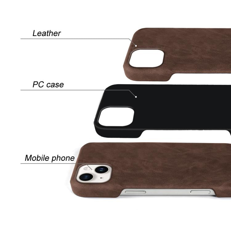 For iPhone 14 Plus Retro-skin Magnetic Vegan Leather Back Phone Case