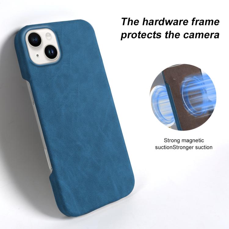 For iPhone 14 Plus Retro-skin Magnetic Vegan Leather Back Phone Case