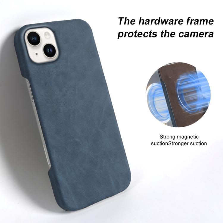 For iPhone 14 Plus Retro-skin Magnetic Vegan Leather Back Phone Case