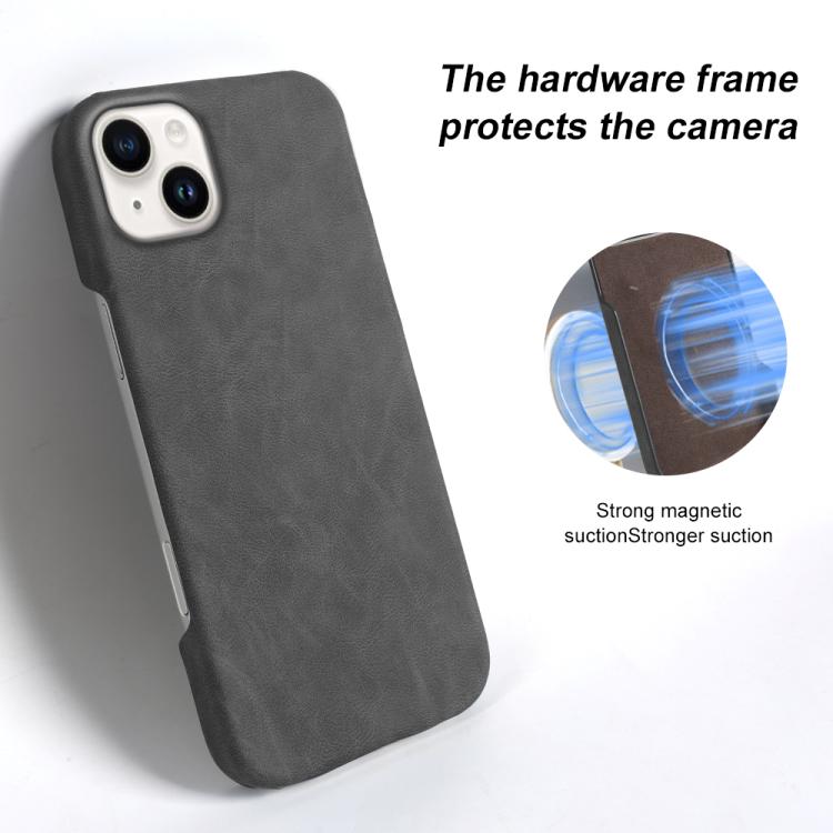 For iPhone 14 Plus Retro-skin Magnetic Vegan Leather Back Phone Case