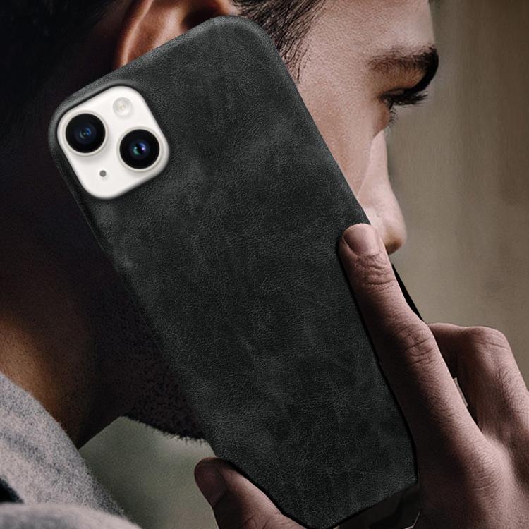 For iPhone 14 Retro-skin Magnetic Vegan Leather Back Phone Case