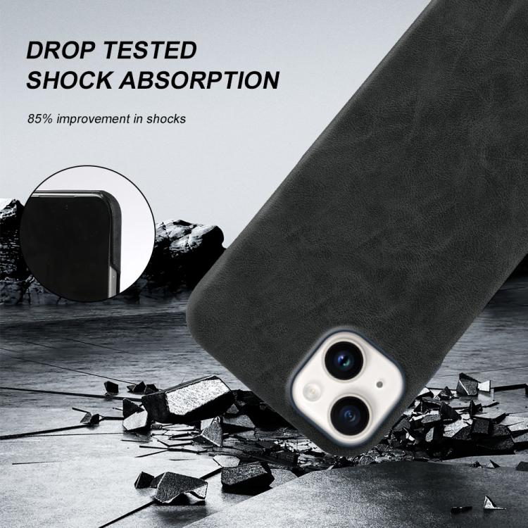 For iPhone 14 Retro-skin Magnetic Vegan Leather Back Phone Case