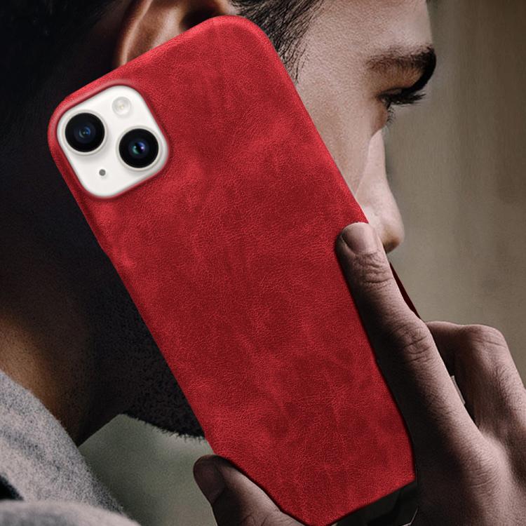 For iPhone 14 Retro-skin Magnetic Vegan Leather Back Phone Case
