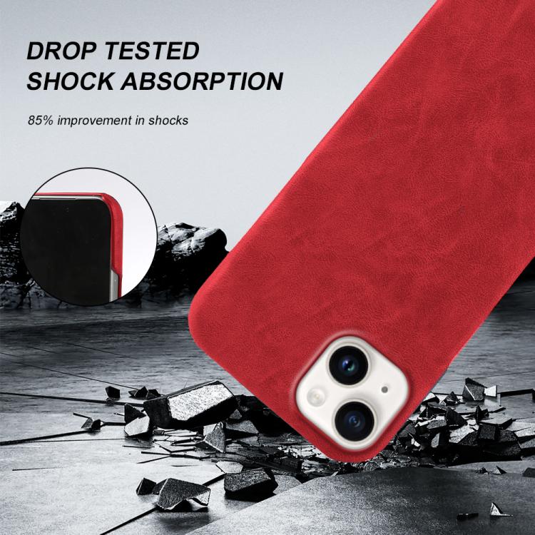 For iPhone 14 Retro-skin Magnetic Vegan Leather Back Phone Case