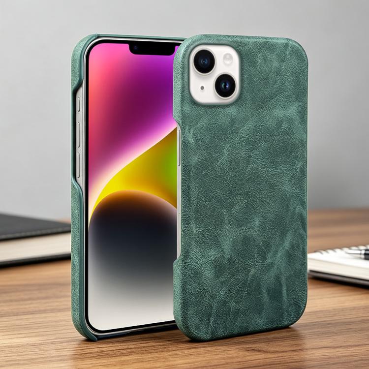 For iPhone 14 Retro-skin Magnetic Vegan Leather Back Phone Case