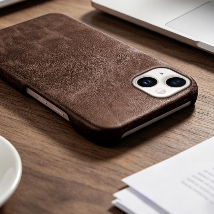 For iPhone 14 Retro-skin Magnetic Vegan Leather Back Phone Case