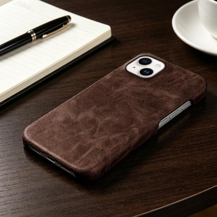 For iPhone 14 Retro-skin Magnetic Vegan Leather Back Phone Case