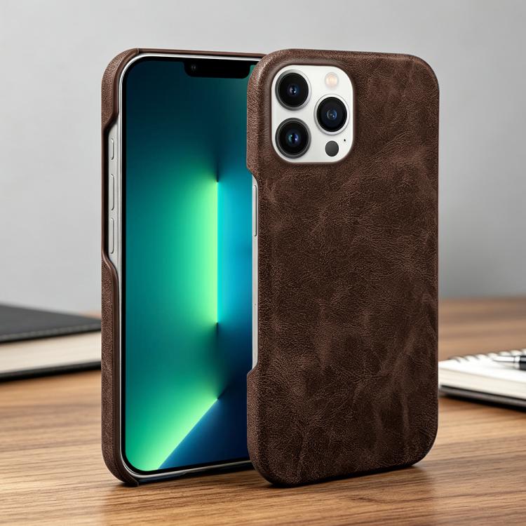 For iPhone 13 Pro Max Retro-skin Magnetic Vegan Leather Back Phone Case