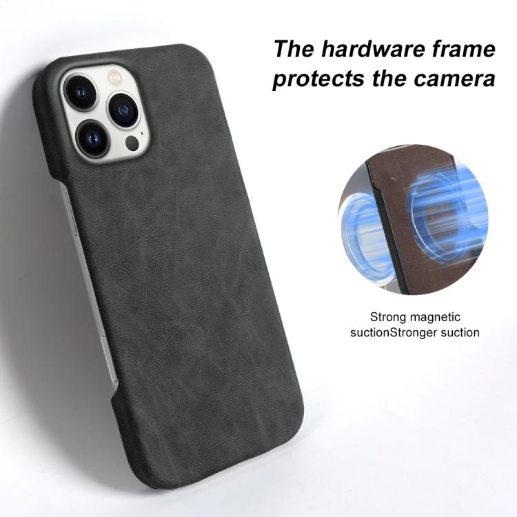 For iPhone 13 Pro Retro-skin Magnetic Vegan Leather Back Phone Case