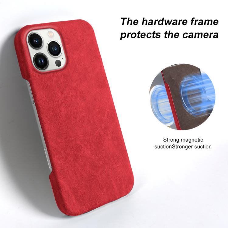 For iPhone 13 Pro Retro-skin Magnetic Vegan Leather Back Phone Case