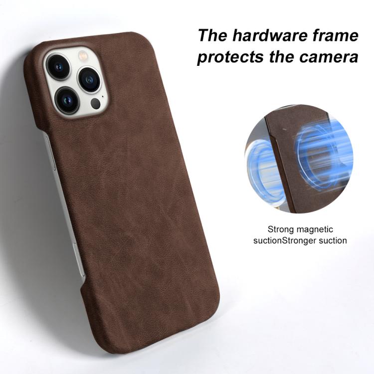 For iPhone 13 Pro Retro-skin Magnetic Vegan Leather Back Phone Case