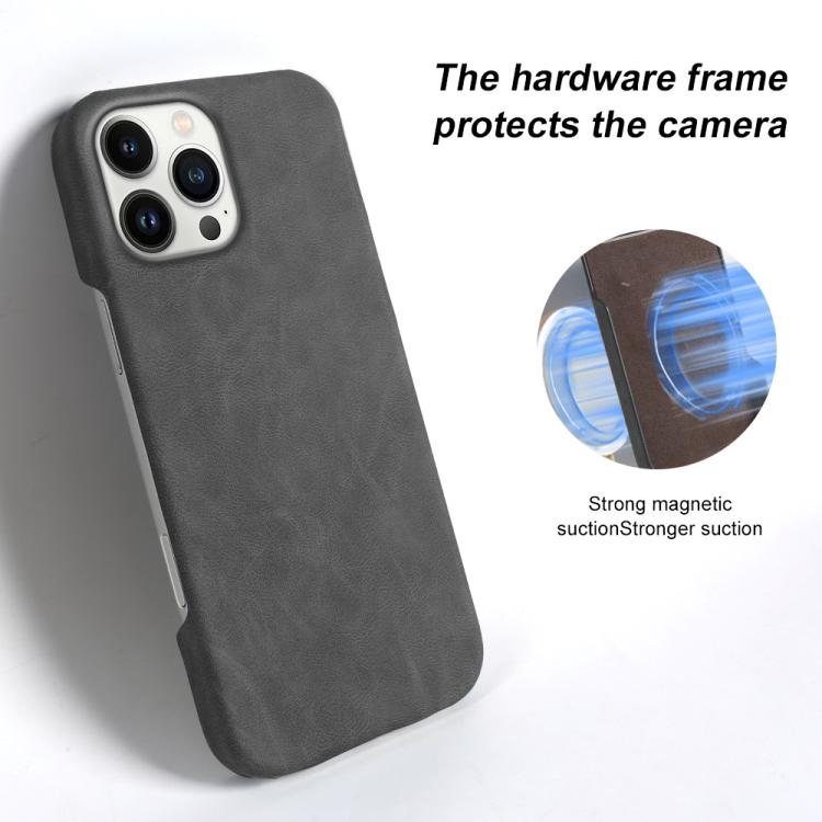 For iPhone 13 Pro Retro-skin Magnetic Vegan Leather Back Phone Case