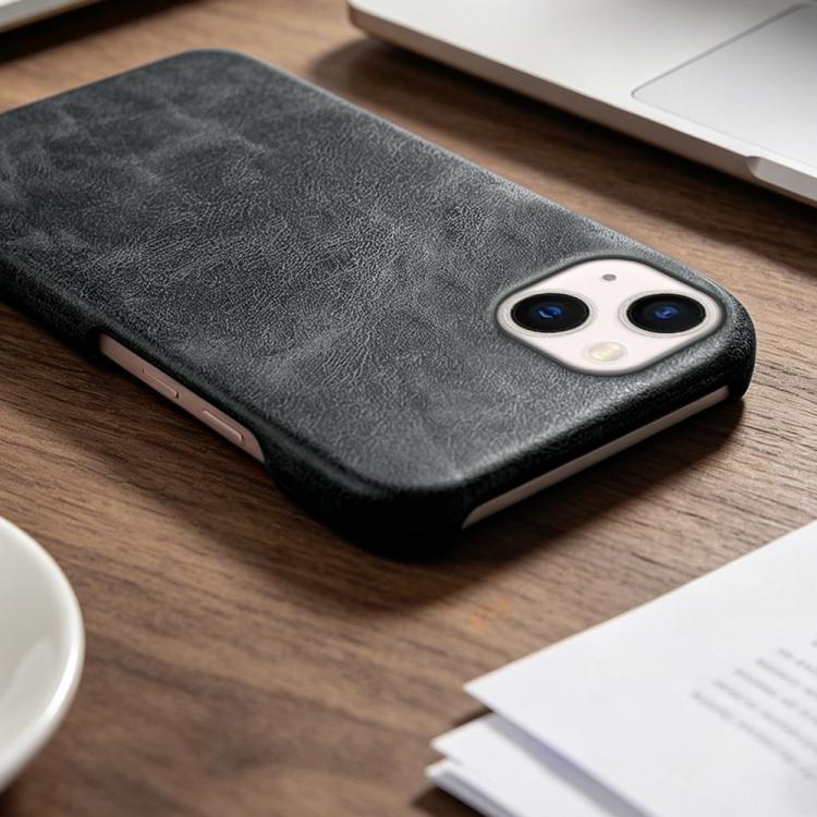 For iPhone 13 Retro-skin Magnetic Vegan Leather Back Phone Case