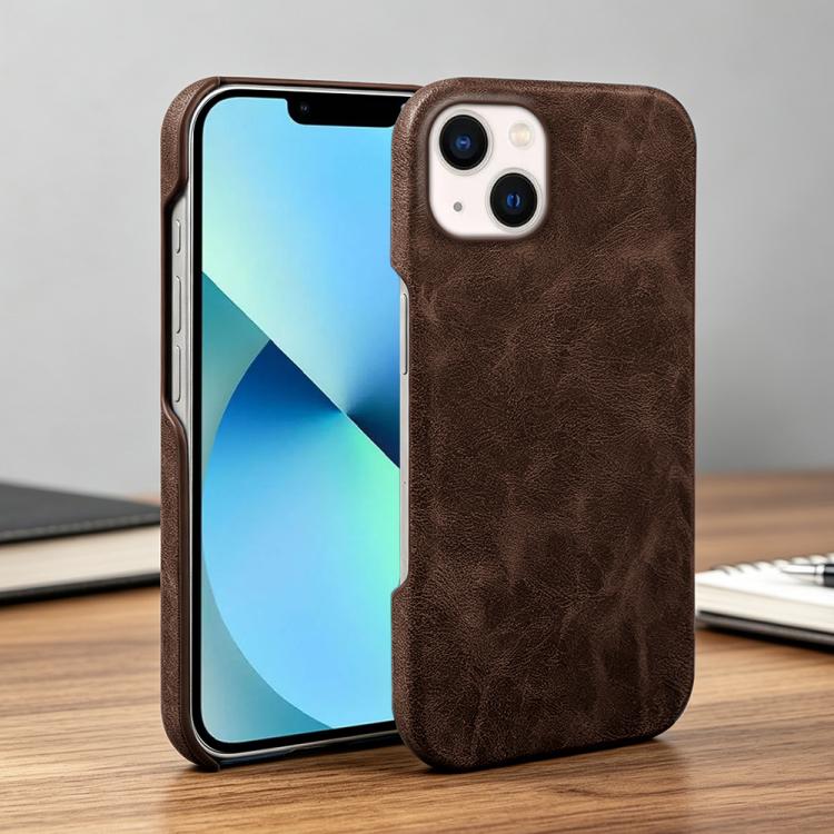 For iPhone 13 Retro-skin Magnetic Vegan Leather Back Phone Case