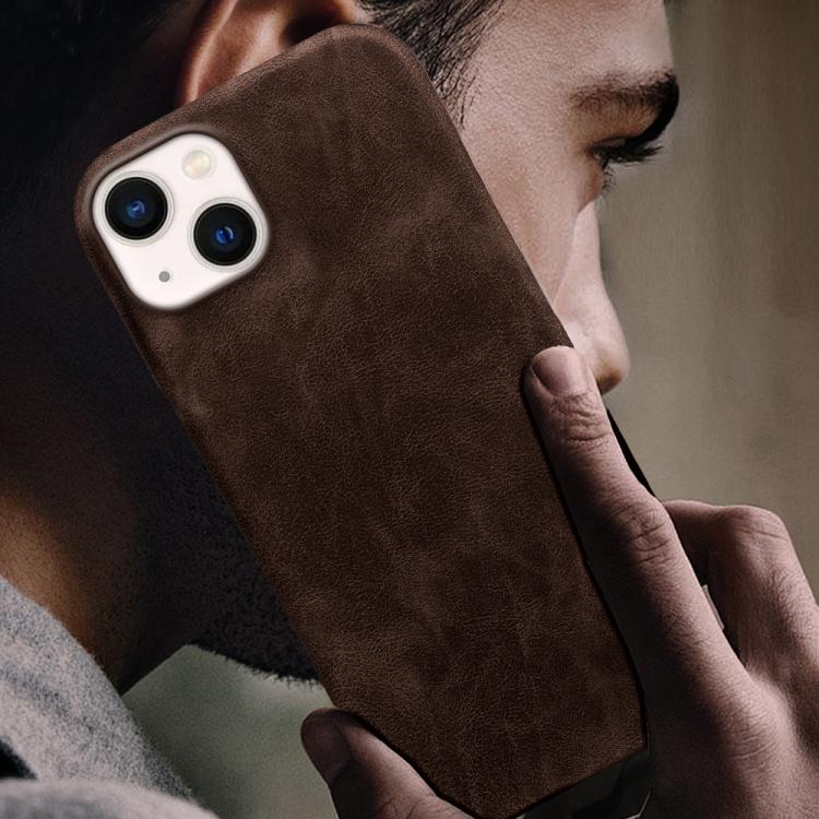 For iPhone 13 Retro-skin Magnetic Vegan Leather Back Phone Case
