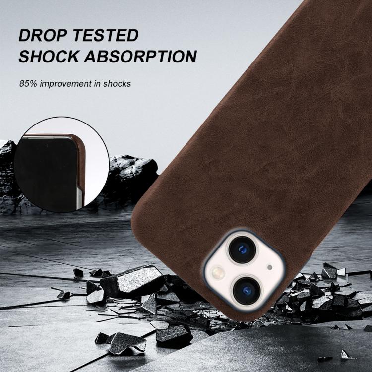For iPhone 13 Retro-skin Magnetic Vegan Leather Back Phone Case