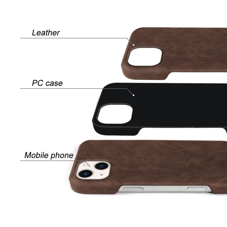For iPhone 13 Retro-skin Magnetic Vegan Leather Back Phone Case