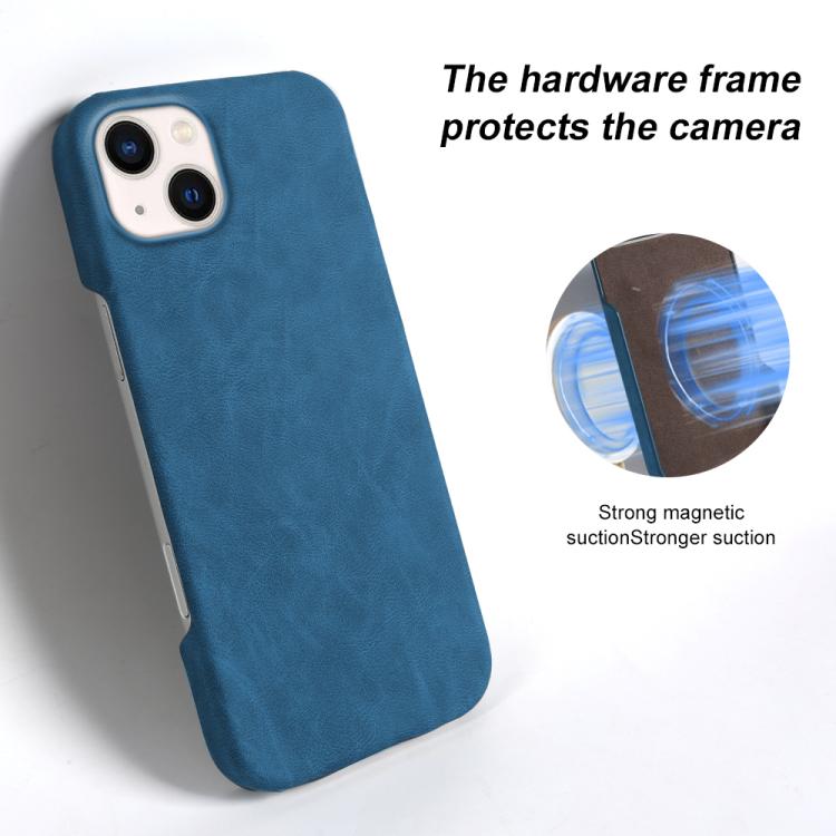 For iPhone 13 Retro-skin Magnetic Vegan Leather Back Phone Case