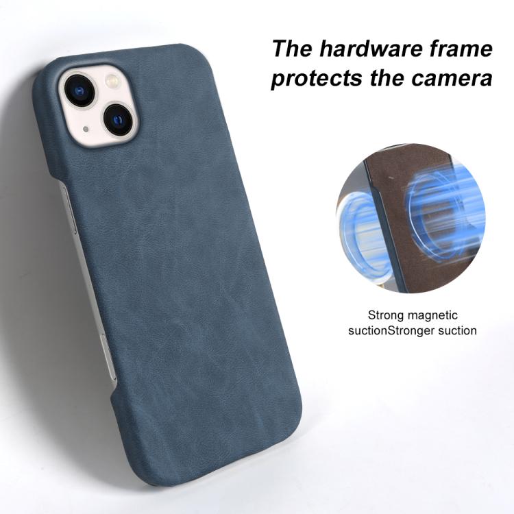 For iPhone 13 Retro-skin Magnetic Vegan Leather Back Phone Case