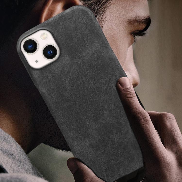 For iPhone 13 Retro-skin Magnetic Vegan Leather Back Phone Case