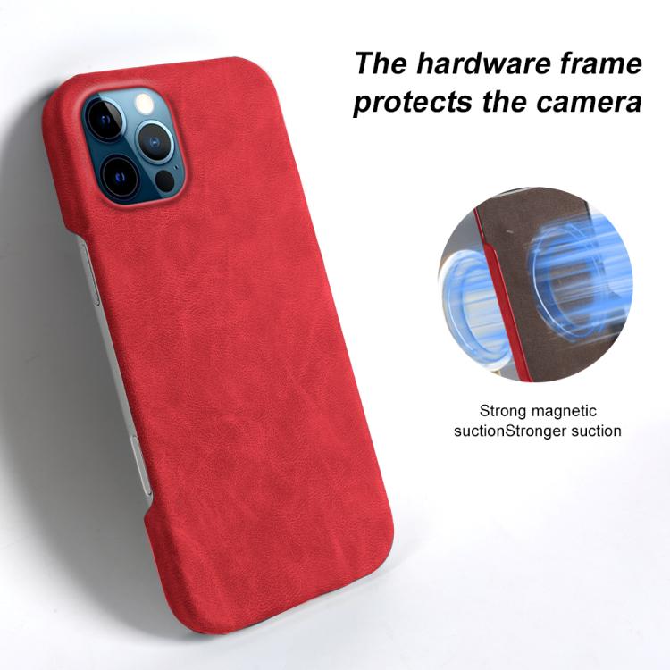 For iPhone 12 Pro Max Retro-skin Magnetic Vegan Leather Back Phone Case