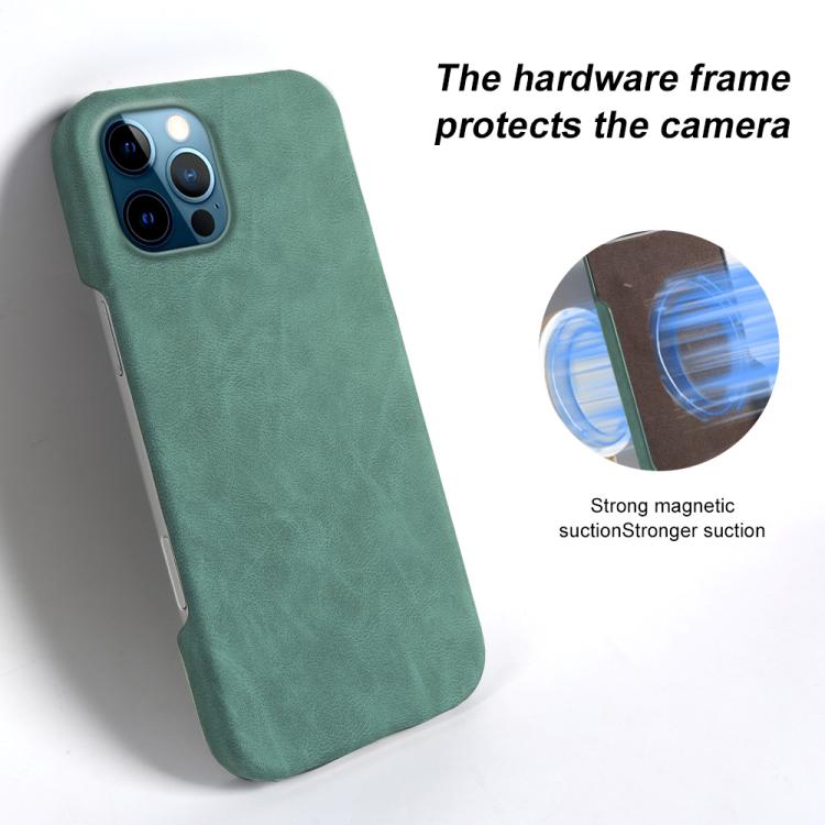 For iPhone 12 Pro Max Retro-skin Magnetic Vegan Leather Back Phone Case