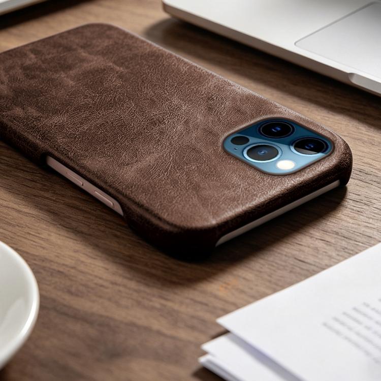 For iPhone 12 Pro Max Retro-skin Magnetic Vegan Leather Back Phone Case