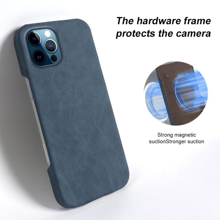 For iPhone 12 Pro Max Retro-skin Magnetic Vegan Leather Back Phone Case
