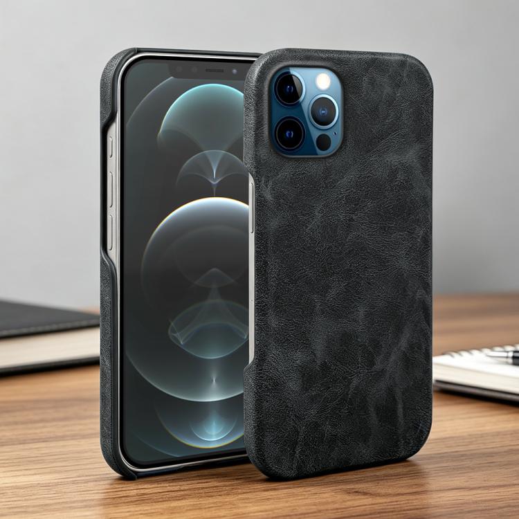 For iPhone 12 / 12 Pro Retro-skin Magnetic Vegan Leather Back Phone Case
